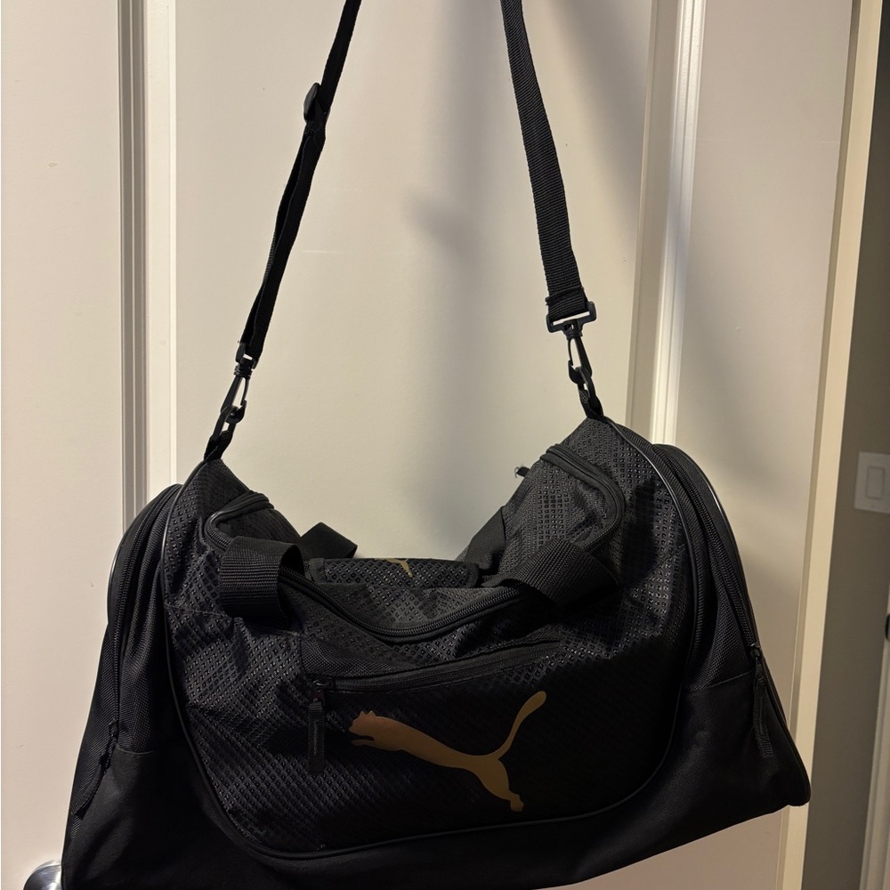 Puma Black Duffel Bag with Gold Logo